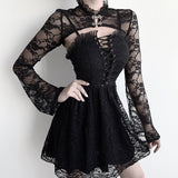 Ensemble robe bustier et haut en dentelle gothique