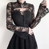 Ensemble robe bustier et haut en dentelle gothique