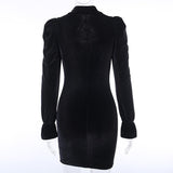 Robe noir courte velours manches bouffantes gothique