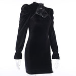 Robe noir courte velours manches bouffantes gothique