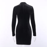 Robe noir moulante courte en velours gothique