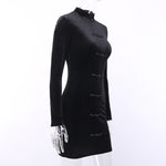 Robe noir moulante courte en velours gothique