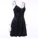 Robe noir en velours courte gothique