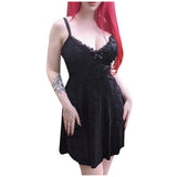 Robe noir en velours courte gothique