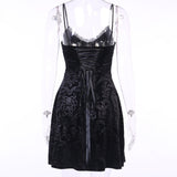 Robe noir en velours courte gothique